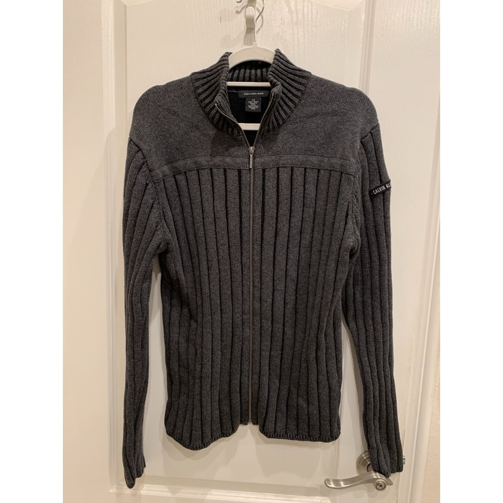Calvin‎ Klein Jeans Zipper Sweater Grey Men's Size Large